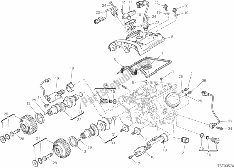 All parts for the Vertical Cylinder Head - Timing of the Ducati Diavel Xdiavel Sport Pack Brasil 1260 2019
